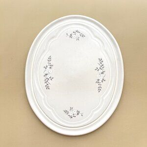 Pfaltzgraff Heirloom Trivet Tray Oval Gray White Flowers